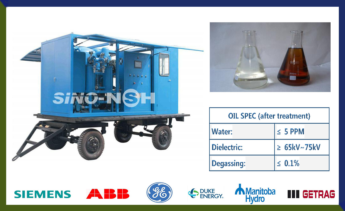 High Vacuum Transformer Oil Purifier Roadworthy 6000LPH With Enclosure